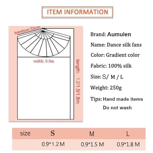 Women 1 Pair Hand Made Silk Belly Dance Fan Veils Long Bamboo Fan for Dancing