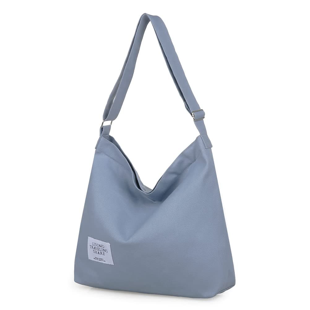 Women's Retro Large Size Canvas Shoulder Bag Hobo Crossbody Handbag Casual Tote Concrete Grey