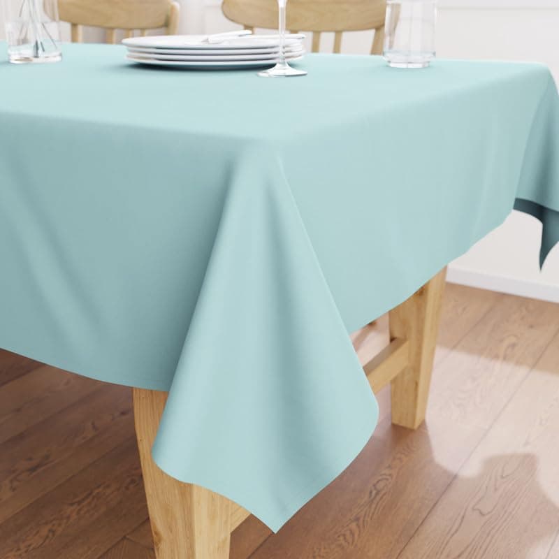 Encasa XO Table Cloth Size 140x180 cm | Cotton Canvas Fabric | Egg Blue Solid Color | Dining Tablecloth For Decoration - Machine Washable