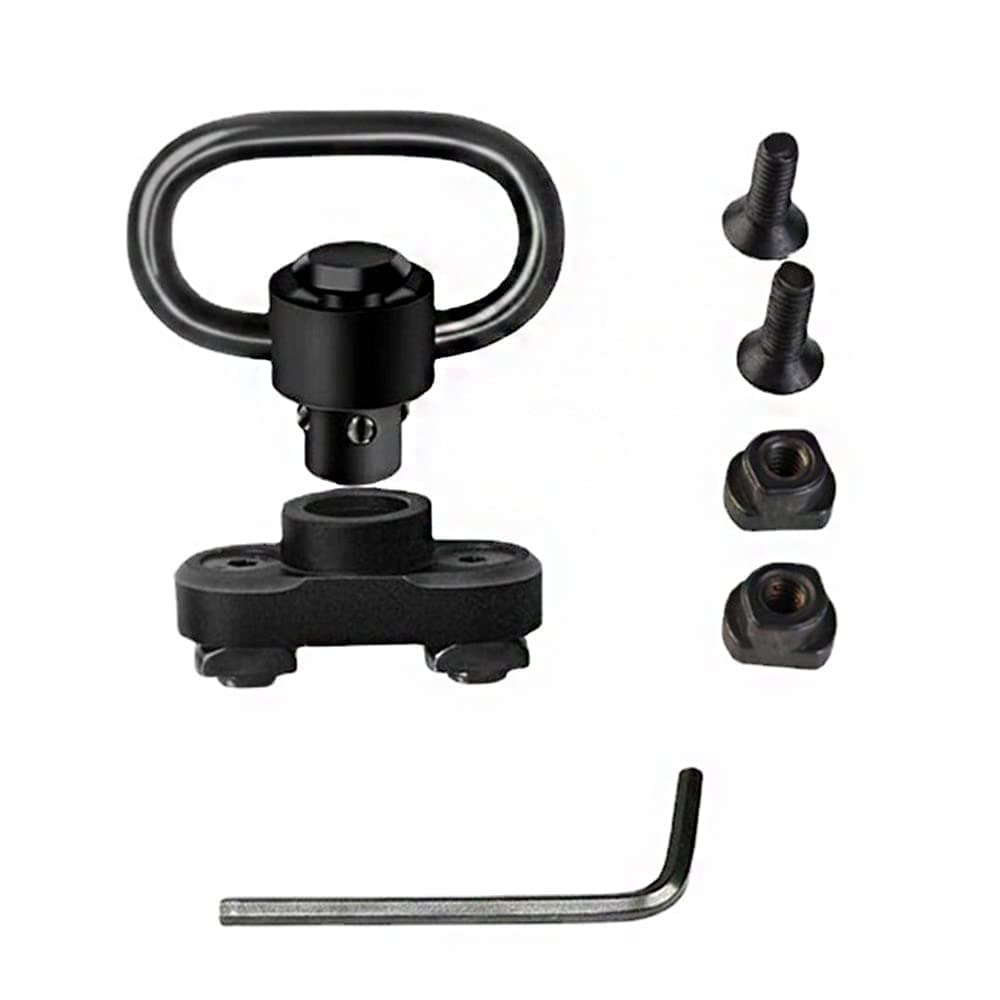 QD Sling Swivel Mount 1.25 Inch Quick Detachable Kit with Quick Detach Push Button, Sling Mount Adapter and 360° Rotation Sling Swivel Base, for Rail HandGuard