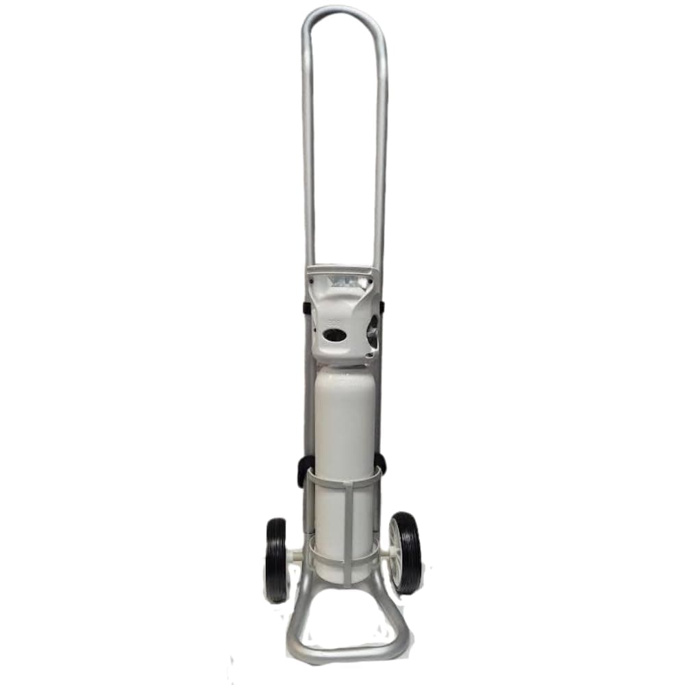Lightweight Oxygen Cylinder Trolley for CD, DD & Freedom 400 Cylinders | Portable Oxygen Cylinder Carrier | Oxygen Therapy Equipment with Adjustable Handle & Rubber Tyres