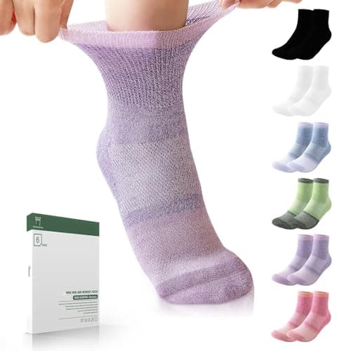Bulinlulu Diabetic Socks for Men Women-6 Pairs Non Binding Crew Diabetic Neuropathy Socks with seamless toe for size 6-9 9-12