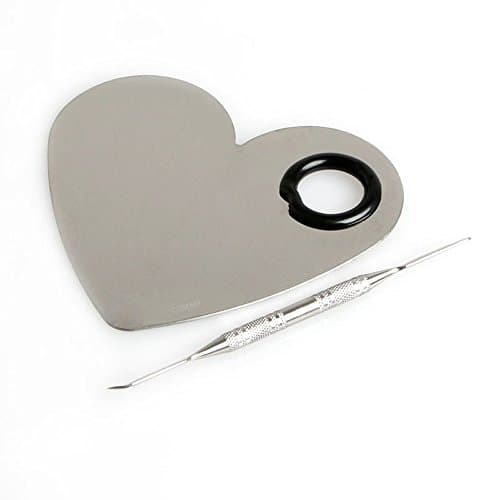 COSEMY Heart Professional Stainless Steel Makeup Palette Tool With Spatula Rod Nail Art Polish Eye Shadow Cosmetic Mixing set