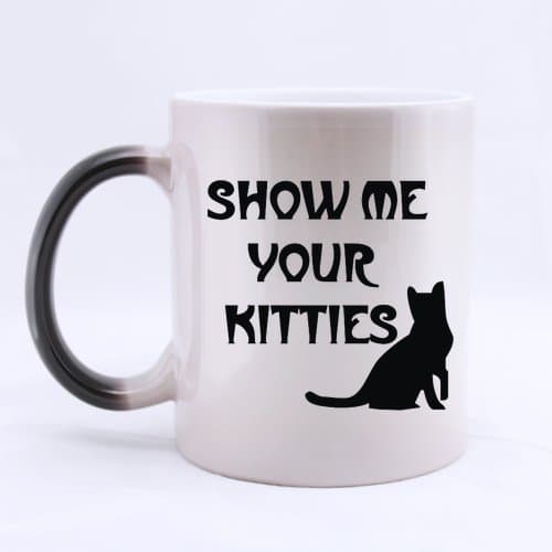 Hipster Cat Coffee Mug,Tea Cup. Show me Your Kitties FUNNY Cat Morphing Coffee or Tea Mug - 11 ounces