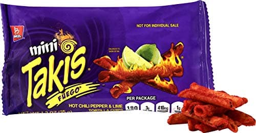Barcel, Mini Takis, Fuego Rolled Tortilla Snacks, 25 Count (1.2 Ounce Each)