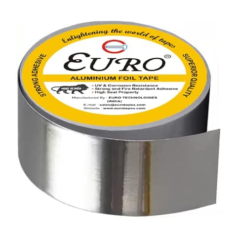EURO® Water And UV Resistant Aluminium Foil Adhesive Tape, Fire Retardant and Corrosion Resistant, 2 inches X 20 Meters (Pack of 01)