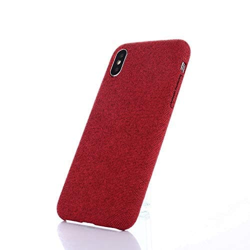 OLLAID Fabric Red Cover Protective Phone Case Supports Wireless Charging for Apple iPhone X/iPhone 10 5.8 inch (2019) (Red, iPhone X/XS)