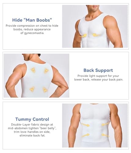 Mens Compression Shirt Slimming Body Shaper Vest Workout Tank Tops Abs Abdomen Undershirts
