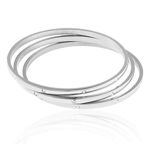 Sponsored Ad - Women's Stackable Set of 3 CZ Cubic Zirconia Bangles Bracelets