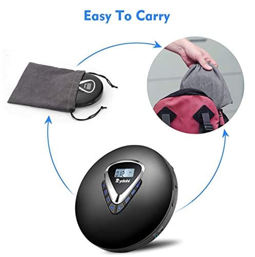 Rechargeable Portable CD Player, Rydohi Small CD Player for Car, Compact Personal CD Player with LED Backlit Display, 18Hours Playing Time, Anti-Skip, Shockproof and 3.5mm AUX Cable for Kids & Adults