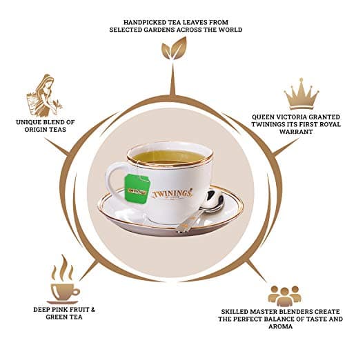 Twinings Green Tea Pomegranate, 25 Teabags, Deep Pink Fruit with The Freshness of Green Tea