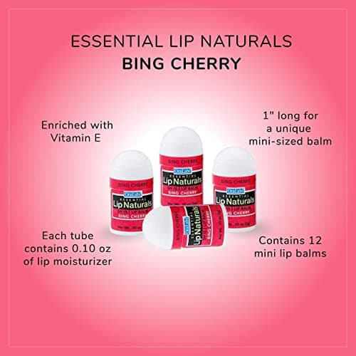 CHAP-ICE Bing Cherry: Essential Lip Naturals | Mini Lip Balm - 12 Count [Spf-15] (Bing Cherry)
