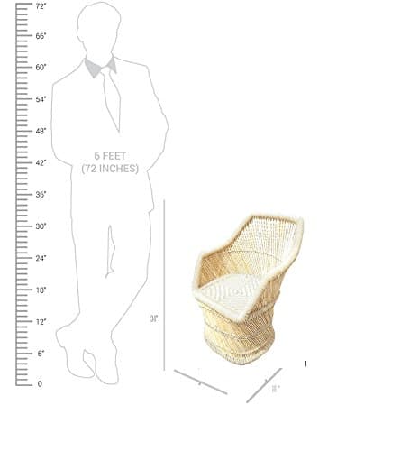 Ecowoodies Arbutus Bamboo Chairs Set for Living Room Garden Lawn Terrace Balcony Backyard Restaurant Chairs Set (2 Beige Cane Chair)