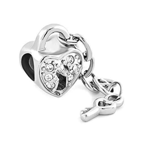 LovelyJewelry Heart Lock and Key Key to My Heart Charm Beads For Bracelet