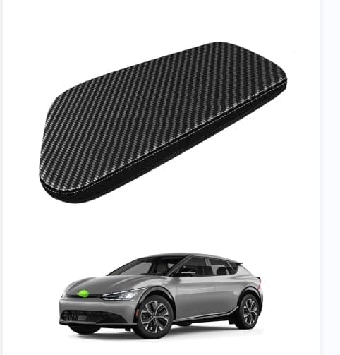 Autorder Center Console Cover for Kia EV6 2022-2025 2026 Accessories Carbon Fiber Armrest Cover Anti-Scratch Middle Console Pad Leather Armrest Protector