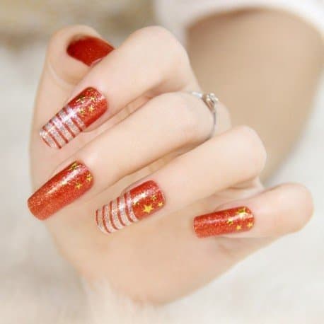 Nail Patch Red Chinese Flag Design