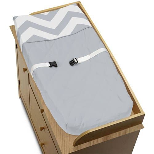 Zig Zag Gray and White Chevron Baby Changing Pad Cover by Sweet Jojo Designs