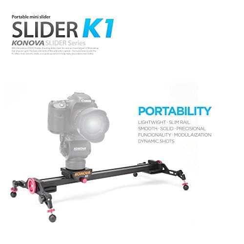 Konova Portable Slider Dolly K1 80cm (31.5 Inch) Track Aluminum Light Weight for Camera, Gopro, Mobile Phone, DSLR, Payloads up to 33lbs (15kg) with Bag
