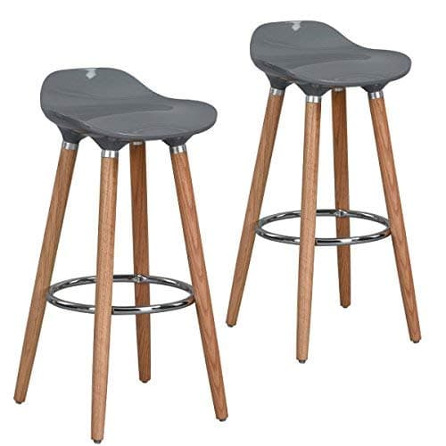 WOHOMO Kitchen Counter Height Bar Stools 32 Inches Grey Set of 2 Tall Barstools for Home Bar Kitchen Counter