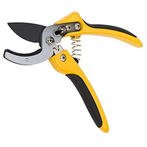 Anvil Pruning Shears 8 inch Bypass Rose Clipper Professional SK-5 Steel Blade Sharp Gardening Scissors Hand Pruners (Yellow Anvil)