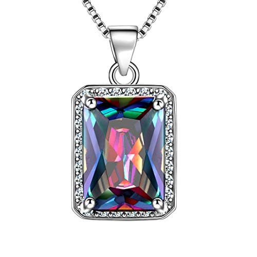 925 Sterling Silver Women Mystic-Rainbow-Topaz Jewelry Crystal Necklace Earrings Ring Sets Fashion Statement Jewellery