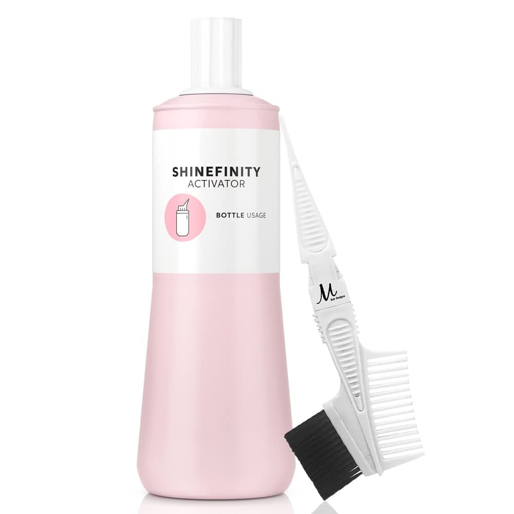 Shinefinity Activator for Bottle Usage 1 Liter and M Hair Designs Tint Comb/Brush White (Bundle 2 items)