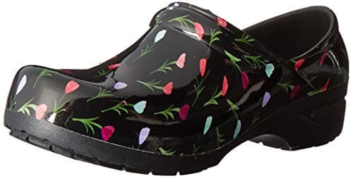 Anywear womens Srangel clogs and mules shoes, Multi Tulips, Black, 9 US