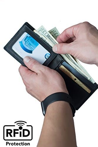 PDTXCLS Aeiniwer Slim RFID Blocking Wallet, Secure & Stylish Genuine Leather Wallet for Men! Front Pocket Wallet with ID Window! Keep Identity & Credit Cards Safe!