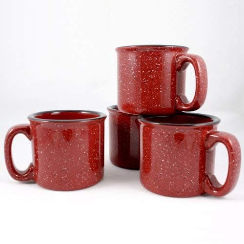 Marble Creek Ceramic Campfire Mug, 15oz - Set of 4 (Burgundy)