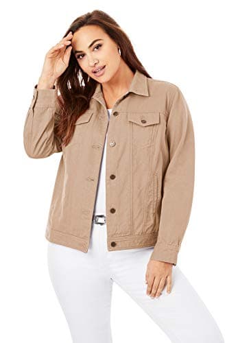 Jessica LondonWomen's Plus Size Classic Cotton Button Down Denim Jean Jacket