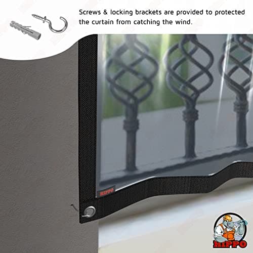 HIPPO Outdoor Transparent PVC Solid Waterproof Curtain for Balcony All Seasons, AC, Rain, Dust & Wind Protection (4.5FTX7.5FT, Pack of 2)