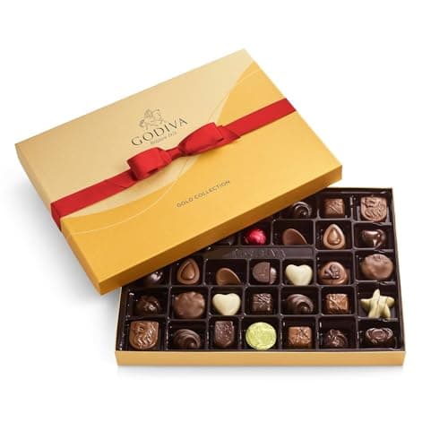 Godiva Assorted Chocolate Holiday Gold Gift Box - 36 Pieces Gourmet Chocolate Selection Chocolate Gift Box for Festive Celebrations