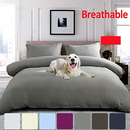 Premium Duvet Cover Full/Queen Size 3 Pieces Set 1800 Series Hidden Zipper Closure Microfiber Duvet Cover (1 Duvet Cover & 2 Pillow Shams) Wrinkle Free(Queen, Light Grey)