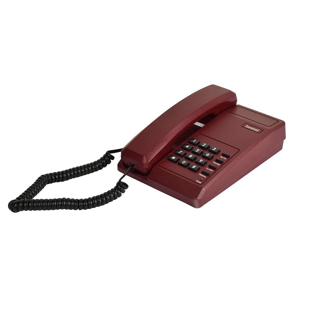 B11 Corded Landline Phone, Ringer Volume Control, LED for Ring Indication, Wall/Desk Mountable, Classic Design, Clear Call Quality, Mute/Pause/Flash/Redial Function, Dark Red