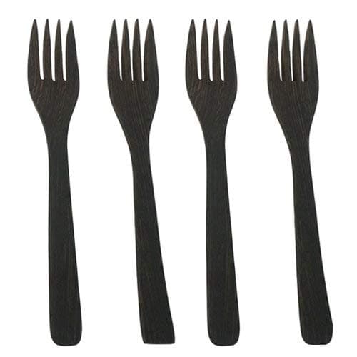 Ebony Wood Forks Serving Utensils - Set of 4 (4 Forks) by Truly Vegan