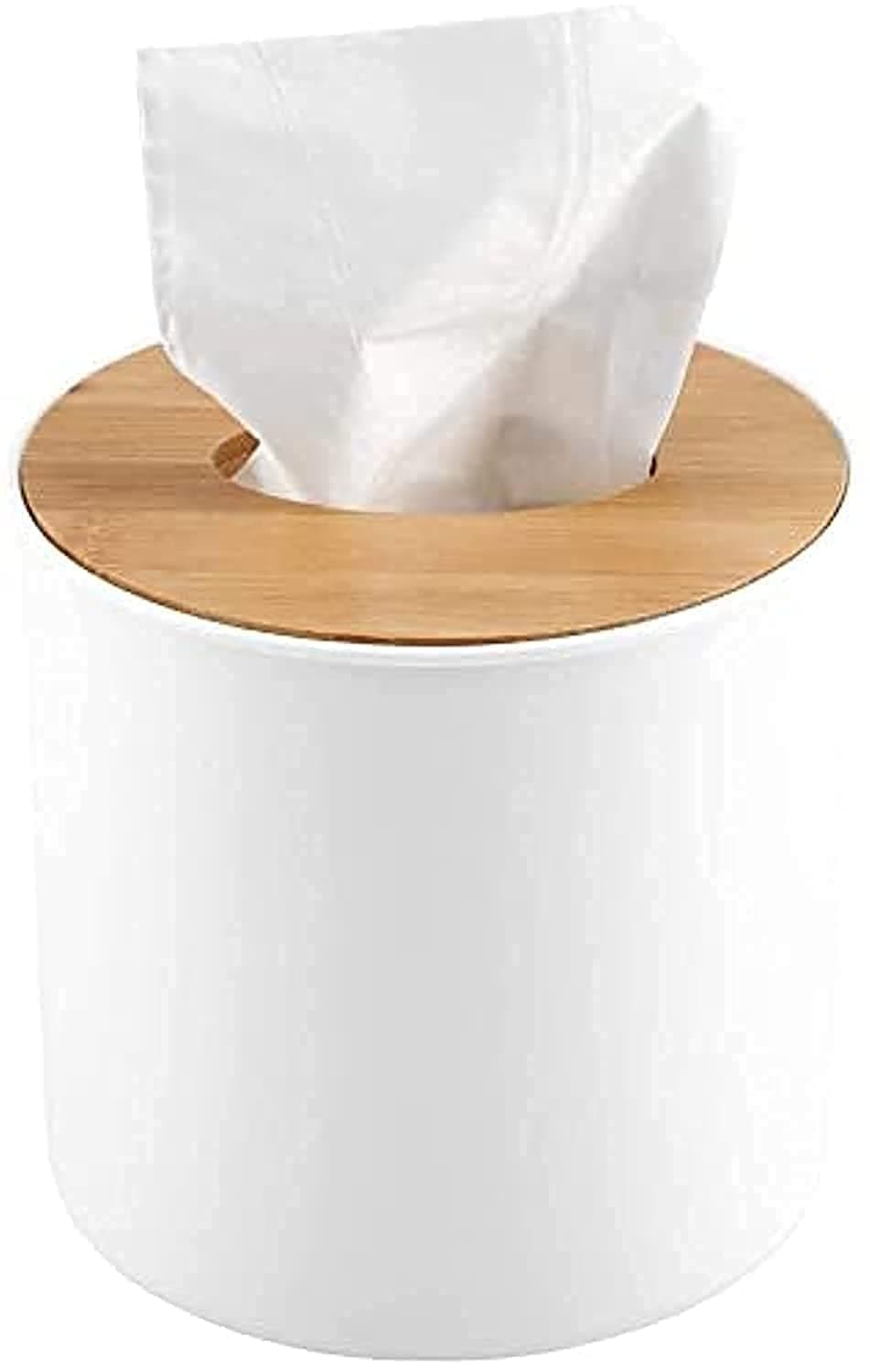 KASTWAVE Napkin Case, Removable Bamboo/Wood Cover Plastic Tissue Box Holder Storage Organizer for Home Car Office for Bathroom Vanity Countertop, Night Stands, Office Desk & Car