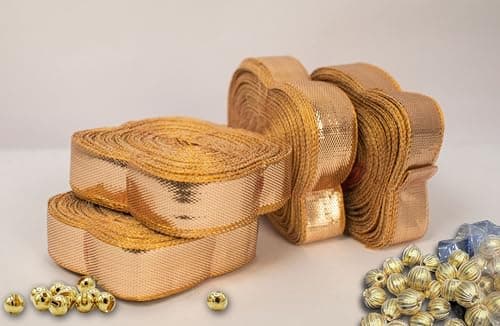 Plain Gota Laces Borders Material for Dresses Clothes Apparels Saree Blouses Making Purpose Rose Gold Color (100 Meter)