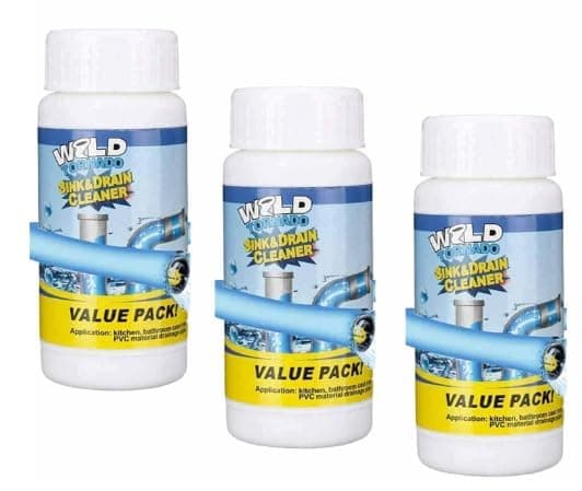 Wild Tornado Sink & Drain Cleaner Powder | Powerful & Clog Remover Sink Cleaner | Automatic Toilet Blockage Cleaner, Removes Clogs, Blockage in Washbasin, Septic Tank, Sinks, Pipes 600g (Pack of 6)