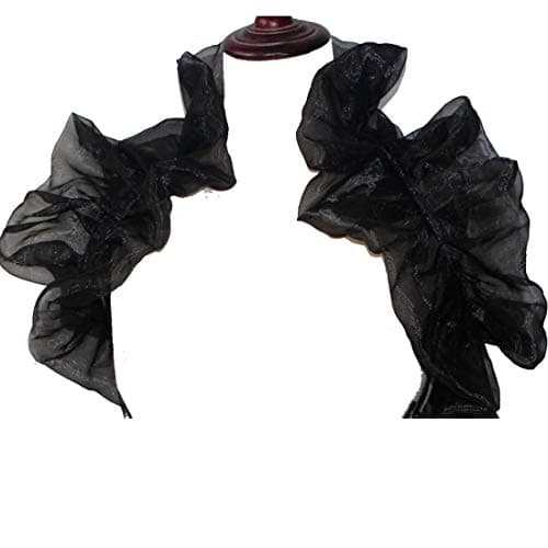 MAYSONG Women's Ruffled Bolero Collar Scarf with Ruffles Black