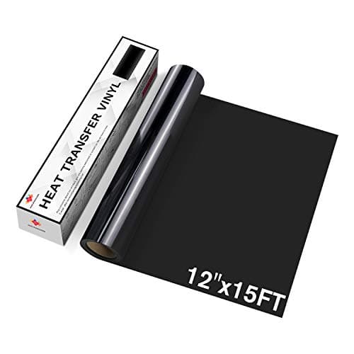 JANDJPACKAGING Black HTV Iron on Vinyl Roll - 12" x 15ft Easy to Cut & Weed Heat Transfer Vinyl for Silhouette and Cricut DIY Iron Vinyl Heat Press Design for T-Shirts