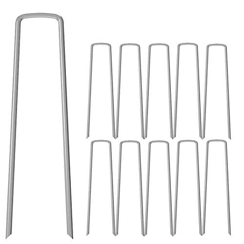 MySit 50 Pack 12 inch Garden Stakes Tent Stakes Galvanized Landscape Staples, 11 Gauge Steel Ground Tent Pegs Pins Garden Staples Lawn Staples for Securing Landscape Weed Fabric and Fences