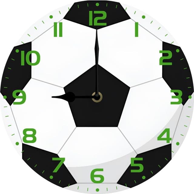 Soccer Wall Clock Sport Sign 10inch Round Silent Non Ticking Wood Wall Clocks Battery Operated Easy to Read Decorative Wall Clock for Bedroom Living Room Man Cave Decor