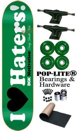 DGK Motivation I Love Haters Green 8.0 Skateboard Deck Complete Frontage® Trucks Yellow Jacket® 53mm Wheels