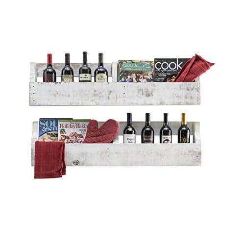 Aprodz Mango Wood Set of 2 Shann Floating Wall Shelf for Living Room | Wall Shelves | White Finish