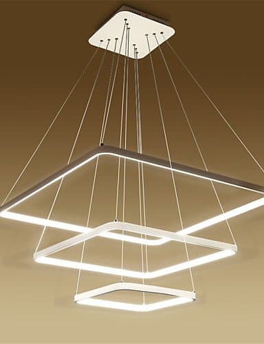 Modern Design/90W Led Pendant Light Three Rings Squareness/Fit for Showroom,Living Room, Dining Room,Office, Game Room, Warm White-110-120V [Energy Class A+]
