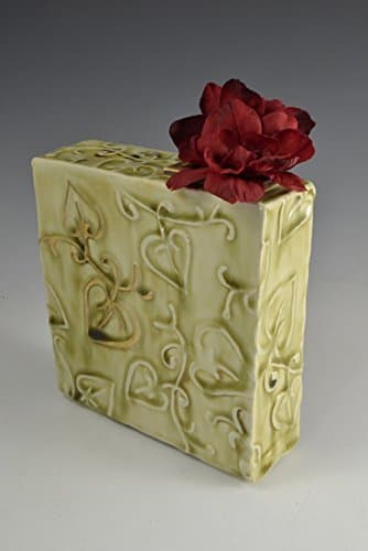 Ceramic square vase, pottery vase handmade, modern vase, vase for flowers, ikebana pot, gold luster, flower box, square pot, ikebana vase