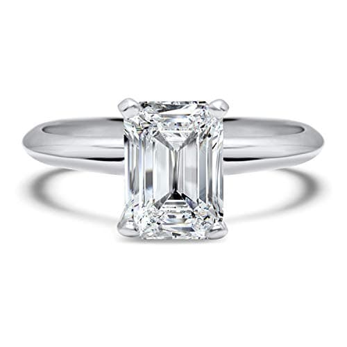 1 carat Forever ONE Near colorless emerald cut solitaire moissanite engagement ring 14k White Gold