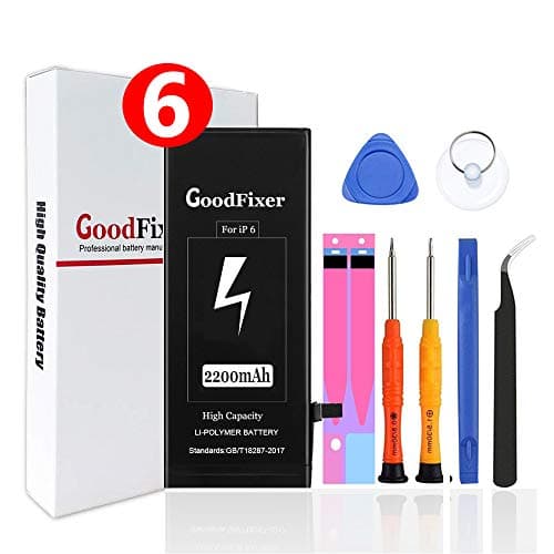 for iPhone 6 Battery Replacement Kit, Not 6Plus,2200mAh High Capacity Battery, with Full Repair Tools, Two Adhesive Strips & Instructions (2 Year Warr)