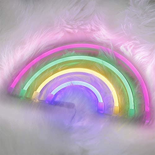 ENUOLI Cute Rainbow Neon Sign LED Rainbow Light for Dorm Decor USB 3-AA Battery Powered Rainbow Decor Neon Lamps Wall Decor for Girls Bedroom Christmas Birthday Party Living Room as Kids Gift