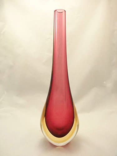 Murano Glass Ruby/Amber Somerso Gocce Vase